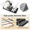 Stainless Steel Expandable Dish Rack with Drainboard and Swivel Spout