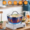 1.5 Quart Pot Saucepan with Lid, Small Nonstick Saucepan with Lid, Small Soup Pot with Lid, Small Induction Stock Pot, Blue Mini Saucepan with Lid, Mi