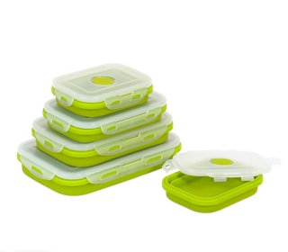 Reusable Pizza Storage Container with  Microwavable Serving Trays - Adjustable Pizza Slice Container to Organize & Save Space - BPA Free, Microwave, & (Color: green, size: 350ML)