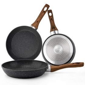 Household Frying Pan Set 3-Piece Nonstick Saucepan Woks Cookware Set (Type: 3 Piece, Color: black)