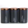 MegaChef Essential Kitchen Storage 3 Piece Sugar;  Coffee and Tea Canister Set in Matte Gray