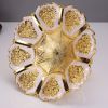 Gold Fruit Basket Flower Shape Festival Alloy Candy Food Nut Fruit High Storage Basket Wedding Home Desktop Tray Decoration