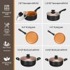 10 Piece Ceramic Nonstick Aluminum Cookware Set - Black & Copper & Blue