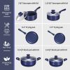 10 Piece Ceramic Nonstick Aluminum Cookware Set - Black & Copper & Blue